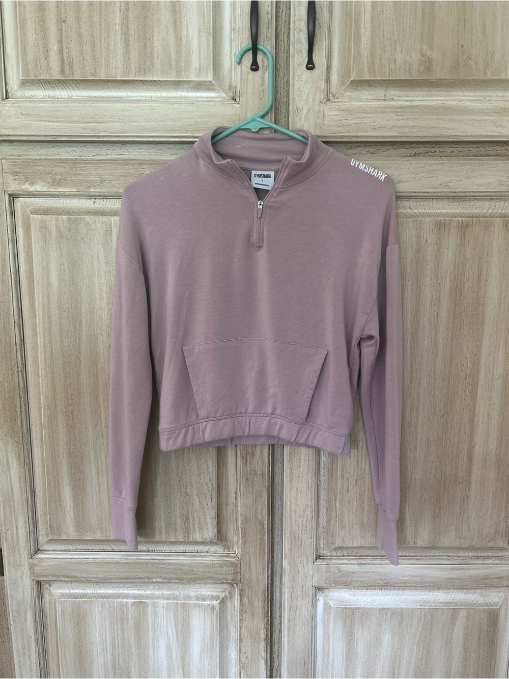 Gymshark Dusty Mauve Half-Zip Cropped Sweatshirt